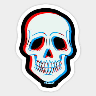 3D Glitch Skull (Red and Blue Version) Sticker